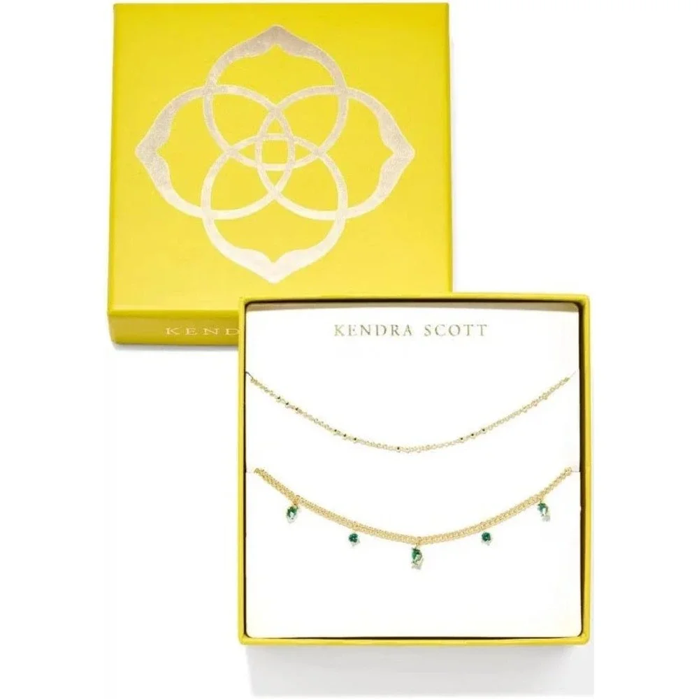 New in Box Kendra Scott Meridith Necklace 2-pc Set / Green Mix / 16